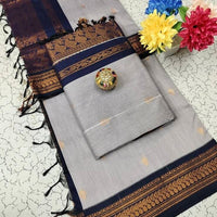 Sari "Kalyani" - Gris/bleu