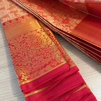 Sari Soundari - ROUGE ORANGÉ motif fleur