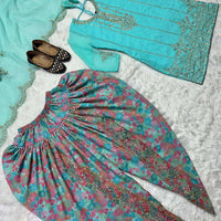 Dhoti Salwar - Gris bleu