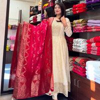 Anarkali/Robe Collection "Akshara Anarkali" - Blanc