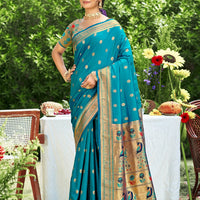 Sari "Mala" - Bleu paon