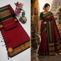 Sari "Kalyani" - Rouge/vert