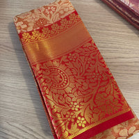 Sari Soundari - ROUGE ORANGÉ motif fleur