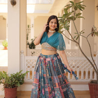 Lehenga collection "Sana" - Bleu canard