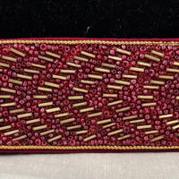 Ceinture sari rouge bordeaux motif 2