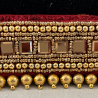 Ceinture sari rouge doré motif 2