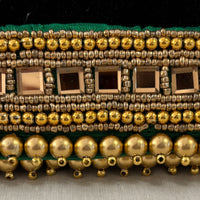 Ceinture sari vert doré motif 2