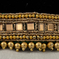 Ceinture sari vert doré motif 2