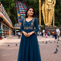 Anarkali/Robe Collection "Tina" - Bleu canard