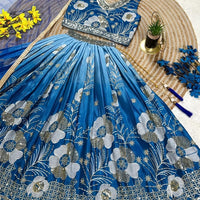 Lehenga Fille collection "Meera" - Bleu