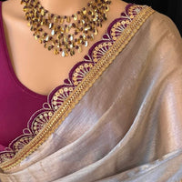 Sari "Shamila" - Gris/violet