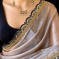 Sari "Shamila" - Gris/noir