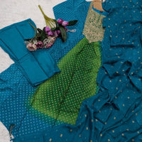 Anarkali Collection "Sajni" - Bleu turquoise/vert