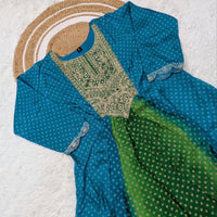 Anarkali Collection "Sajni" - Bleu turquoise/vert