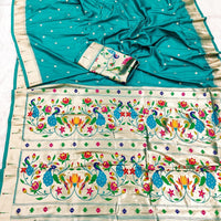 Sari "Shakila" - Bleu turquoise
