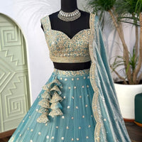 Lehenga collection "Riya" - Bleu gris