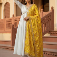 Anarkali Collection "Saneela" - Blanc/Jaune