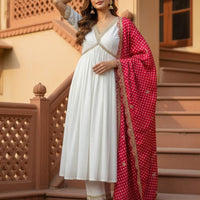 Anarkali Collection "Saneela" - Blanc/Rose