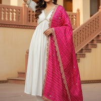 Anarkali Collection "Saneela" - Blanc/Rose