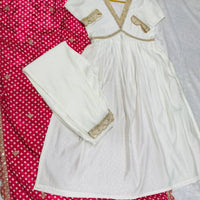 Anarkali Collection "Saneela" - Blanc/Rose