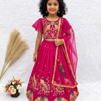 Lehenga Fille collection "Samya" - Rose fuschia
