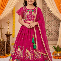 Lehenga Fille collection "Samya" - Rose fuschia