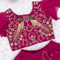 Lehenga Fille collection "Samya" - Rose fuschia