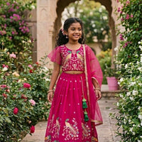 Lehenga Fille collection "Samya" - Rose fuschia