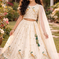 Lehenga Fille collection "Samya" - Blanc cassé