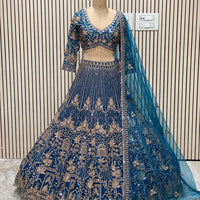 Lehenga collection "Shadiri" - Bleu paon