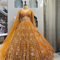 Lehenga collection "Shadiri" - Jaune moutarde