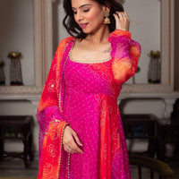 Anarkali Collection "Meenala" - Rose fuchsia/orange