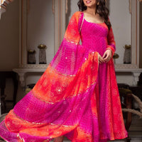 Anarkali Collection "Meenala" - Rose fuchsia/orange