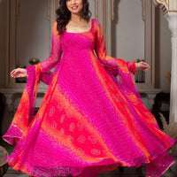 Anarkali Collection "Meenala" - Rose fuchsia/orange