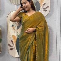 Sari prêt à porter Collection "Serendy" - Ocre doré