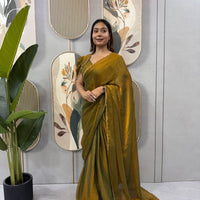 Sari prêt à porter Collection "Serendy" - Ocre doré