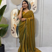 Sari prêt à porter Collection "Serendy" - Ocre doré