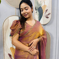 Sari prêt à porter Collection "Serendy" - Bronze rosé