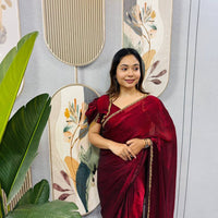 Sari prêt à porter Collection "Serendy" - Bordeaux