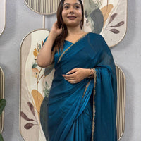 Sari prêt à porter Collection "Serendy" - Bleu canard
