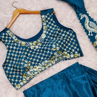 Sari prêt à porter Collection "Peacok" - Bleu