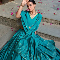 Lehenga collection "Seelana" - Bleu turquoise