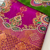 Sari "Maharani" - Fuchsia/Vert