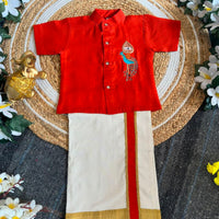Ensemble chemise veshti "Hiresh" - Orange rouille