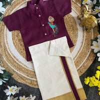 Ensemble chemise veshti "Hiresh" - Prune