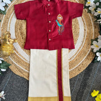 Ensemble chemise veshti "Hiresh" - Bordeaux