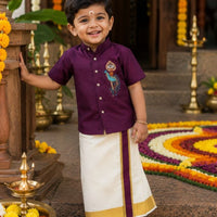 Ensemble chemise veshti "Hiresh" - Prune