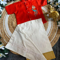 Ensemble chemise veshti "Hiresh" - Orange rouille