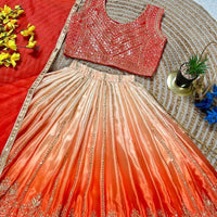Lehenga Fille collection "Sounita" - Orange