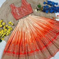 Lehenga Fille collection "Sounita" - Orange